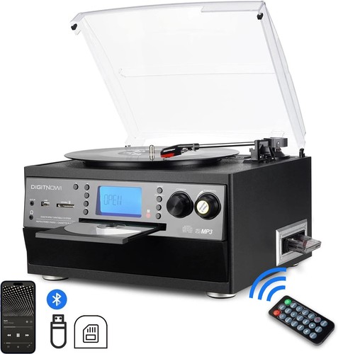 Vinyl record player with - record,
