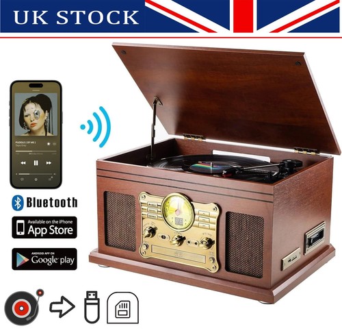 Vinyl record player with - record,